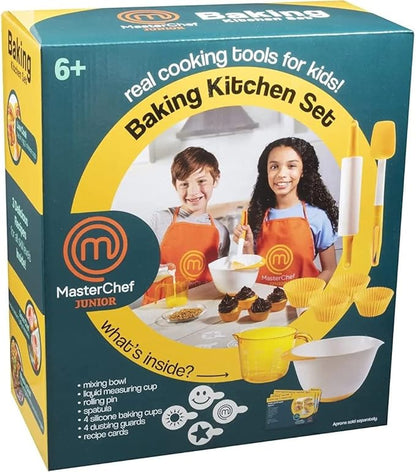 Baking Kitchen Set for Kids - 7 Pc. Kit Includes Real Cooking Tools for Kids, Mixing Bowl, Rolling Pin, Cups, Recipes, Birthday Summer Gift Party- Ages 6+, Make Homemade Treats