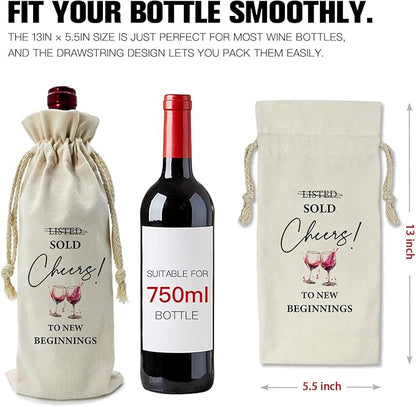 ZHANTUONE，Friends Coworker Funny Birthday Wine Bag,Drawstring Polyester Cotton Cloth Wine Bag,Resignation gifts for colleagues，for Friends Coworker Husband Wife Wine Wrap Bag，13IN