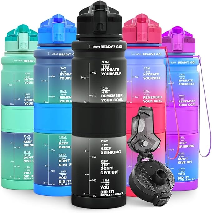 ZORRI 14/17/ 24/32 OZ Water Bottles, BPA Free Tritan Lightweight Leak Proof Sport Bottle with Brush, Lock Feature, Track Marker, and Flip Lid for Kids School, Fitness, Office, Sports & Outdoors