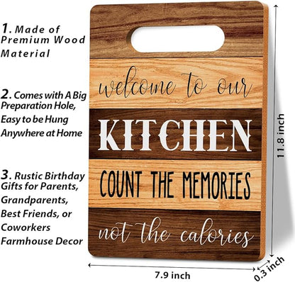 Welcome to Our Kitchen Wall Arts, Wood Cutting Boards for Kitchen, House Warming Gifts New Home, Kitchen Wall Art, Christmas Birthday Gifts for Women Mom Grandma 8 x 12 Inch