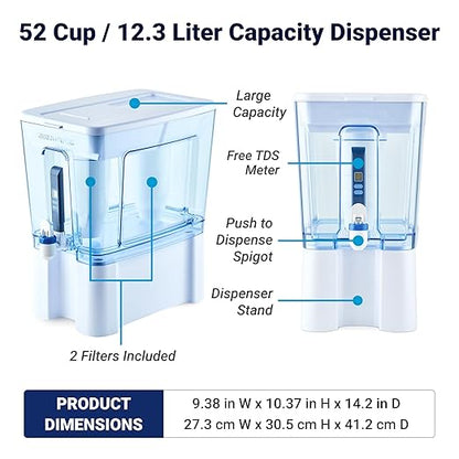 ZeroWater 52-Cup Ready-Read 5-Stage Water Filter Dispenser & Official Replacement Filter - 5-Stage Filter Replacement 0 TDS for Improved Tap Water Taste - System