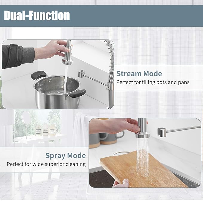 Touchless Kitchen Faucet with Soap Dispenser, Motion Sensor Smart Hands-Free Activated Springs Single Handle Faucet for Kitchen Sink, Kitchen Faucets with Pull Down Sprayer, Brushed Nickel