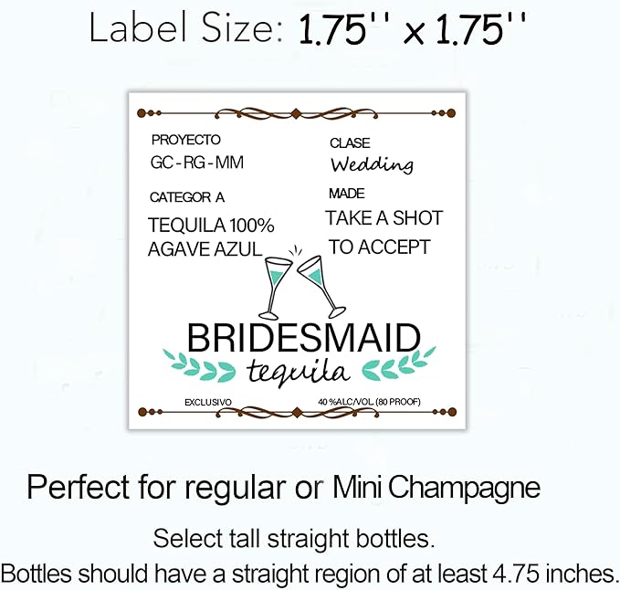 16 Pcs Bridesmaid Proposal Gift Wine Bottle Labels, Tequila Self Adhesive Labels, Bridal Party Groomsman Wine Stickers Bride Tribe Label, Maid of Honor Gift for Friend, 1.75'' x 1.75'' (Green)