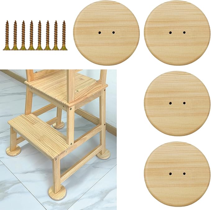 Toddler Tower Anti-Tipper 4 Pcs, Anti Tip Standing Tower Pads for Child Baby Proofing, Tilt protection Compatible with Kids Kitchen Stool Helper (Natural)