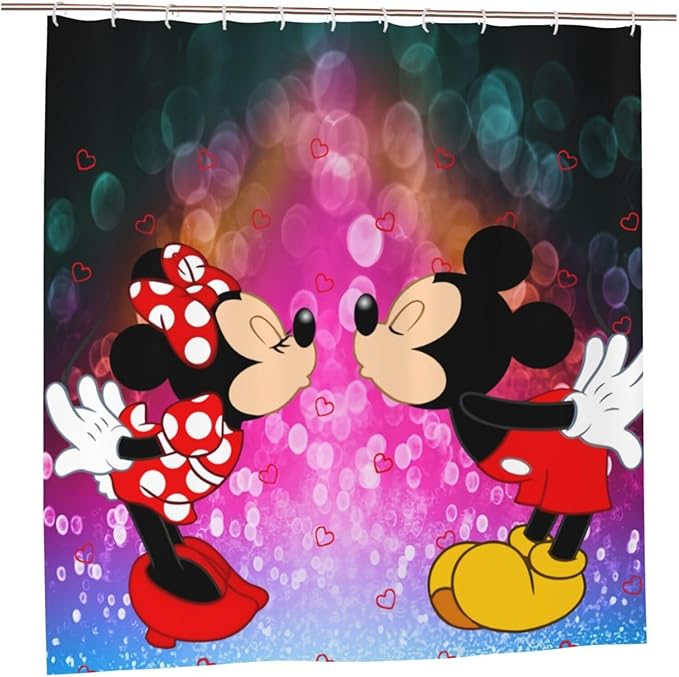 Cute Cartoon Mouse Shower Curtain Bath Curtain Sets Anime Home Decor Gift 72x72 Inch Accessories Great for Showers Bathtubs