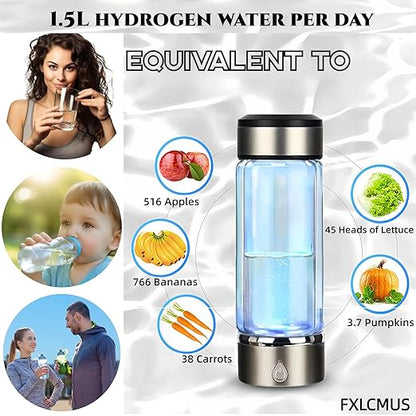 2 Layer Level Up Dydrogen Water Bottle 3Min Quick Electrolysis Hydrogen Water Bottle Generator with SPE PEM Technology Portable Ion Bottles Hydrogen Water Ionizer for Daily Drinking