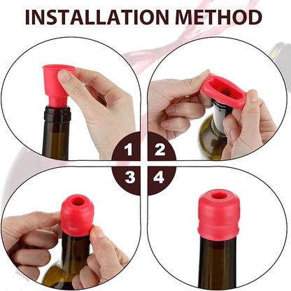 4PCS Wine Stoppers 2024 Upgraded Silicone Champagne Stopper, Reusable and Unbreakable Sparkling Glass Bottle Sealers Covers Vacuum Wine Bottle Cork Caps for Champagne Beer Home Kitchen Bars Use