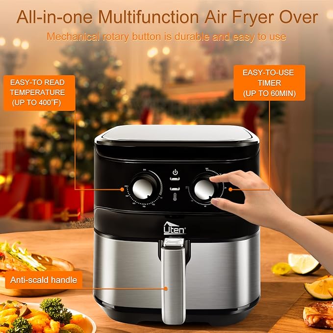 Air Fryer 5.8Qt/5.5L - Uten Electric Airfryer with Temperature Control, Timer, Non-Stick Fry Basket, 1700W High-power, Fast Oven Oilless Cooker, Dishwasher Safe - A Great Kitchen Assistant