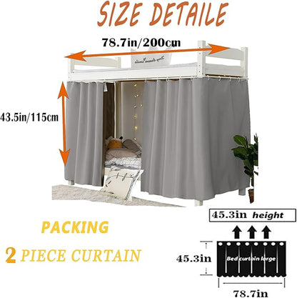 Dorm Home Solid Thicken Bunk Blackout Bed Curtains Cloth Bed Canopy Students Single Sleeper，2panels