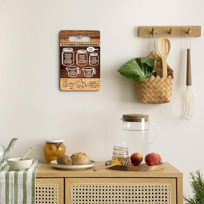 Cutting Board Gifts, Kitchen Conversions Wood Cutting Boards for Kitchen, House Warming Gifts New Home, Kitchen Wall Art, Christmas Birthday Gifts for Women Mom Grandma 8 x 12 Inch