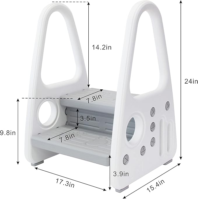 Toddler Step Stool for Kids，Toddler Step Ladder for Step Stool for Bathroom, Kitchen and Toilet Potty Training Learning Helper with Handles (Two Floors)