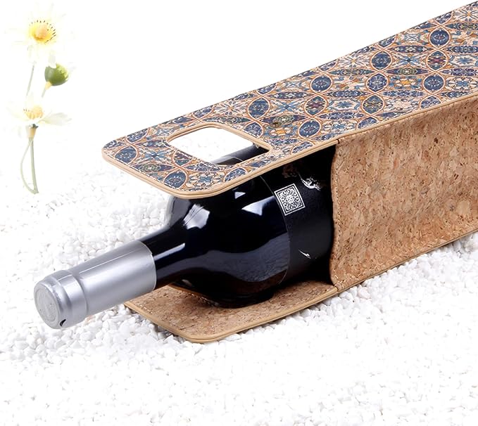 1 Bottle Wine Gift Bag, Reusable Cork Wine Tote Carrier, Champagne Beer Gift Bags for Picnic Beach Party Travel -Good Gifts for Wine Lover