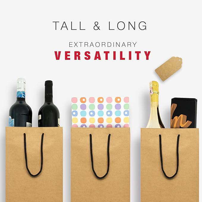 2 Bottle Wine Gift Bag (No Gift Tag), 7.15x4x13 Inch, 60Pcs Double Wine Bottle Gift Bag, 2 Bottle Wine Bag, Wine Gift Bags for 2 Bottles