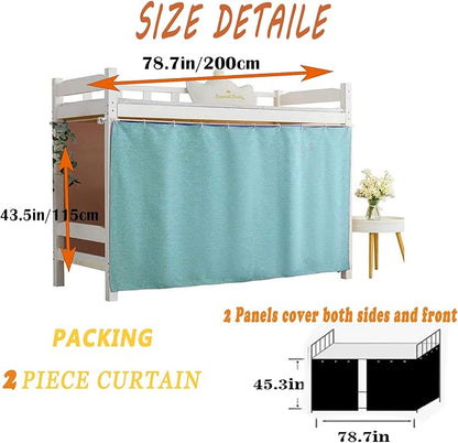 Dorm Home Solid Thicken Bunk Blackout Bed Curtains Cloth Bed Canopy Students Single Sleeper (Grass Green, 2 Panels)