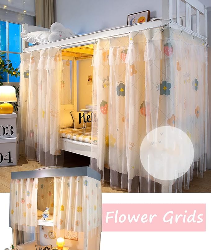 Students Dorm Bunk Bed Curtain Home Privacy Bed Shading Curtain Net Bed Cloth Dustproof Blackout Bed Canopy Bedding Curtain Students Dormitory Tent Lightproof Cloth Bedding Canopy Spread Curtain