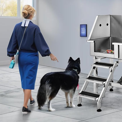 VEVOR 34" Pet Dog Bathing Station w/Ramp, Professional Stainless Steel Dog Grooming Tub w/Storage Drawer, Faucet,Rich Accessory, Dog Bathtub for Large,Medium,Small Pets, Washing Sink for Home(Left)