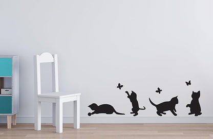 Wall4Stickers® Cats Playing Catching Butterflies Home Vinyl Wall Sticker Decor Decal Mural Kitchen Pets Wallpaper Decoration Kids Room