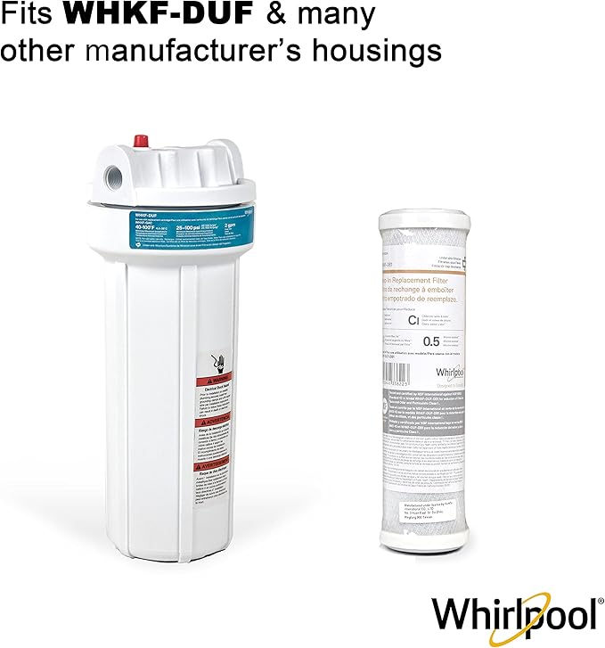 Whirlpool Under Sink Carbon Block Filter WHKF-DB1, NSF Certified 0.5 Micron Rating Reduces Chlorine Taste & Odor, 6-Month Lasting Life, Use for Home Drinking Water Filtration or Reverse Osmosis System