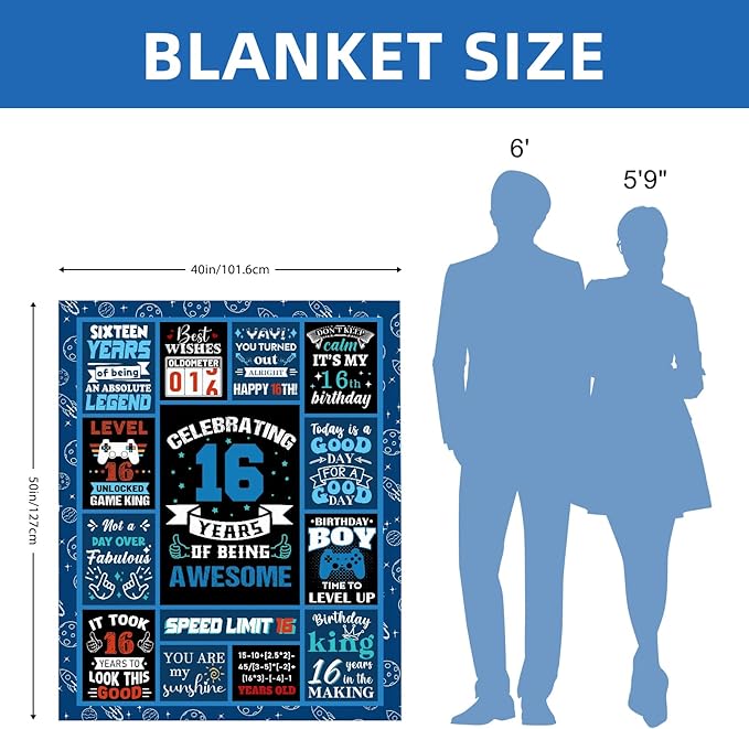 16 Year Old Boy Birthday Gift Ideas, 16th Birthday Gifts For Boys, Best 16 Year Old Boy Gifts, 16 Year Old Boy Birthday Gifts, Kids Blanket 40X50In Warm Flannel Throw Blankets Gift For 16 Year Old Boy