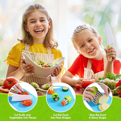 Toddlers Knife Set Kids Kitchen Tools for Real Cooking Kids Knife Set Include Toddler Chef Knives Cutting Boards Sandwich Cutters Peeler for Girl Boy Birthday Gift