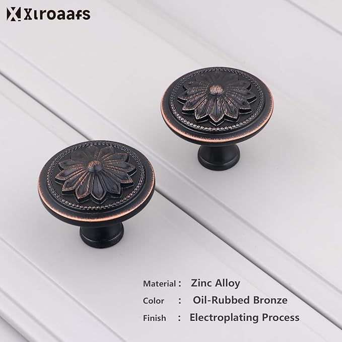 4 Pack Oil Rubbed Bronze kitchen Cabinet Knobs,1-2/5" Furniture Knobs for Cabinets and Drawers Brushed Rubbed Bronze Cabinet Door Knobs for Dresser Drawers Bathroom Dresser Drawer Knob