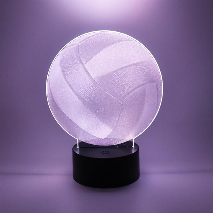 3D Optical Illusion Night Light Bedroom Home Office Decoration 7 Colors Changing Touch Control Birthday Christmas Gifts (Volleyball Shape)