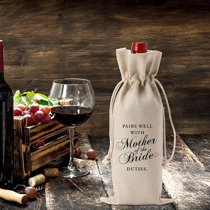 YUANHAO Mother Of the Bride Wine Bag, Engagement Wine Bag, Engagement Gifts for Couples Women Men, Pairs Well With Planning a Wedding Wine Bag