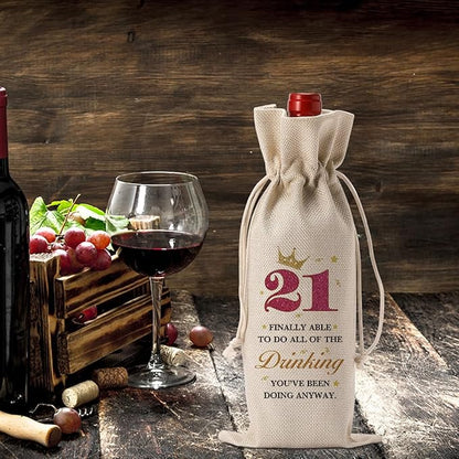 YUANHAO 21st Birthday Wine Bag, Funny 21st Birthday Gifts for Her, 21st Birthday Gifts for Him, 21st Finally Able to Do All Of the Drinking Wine Bag