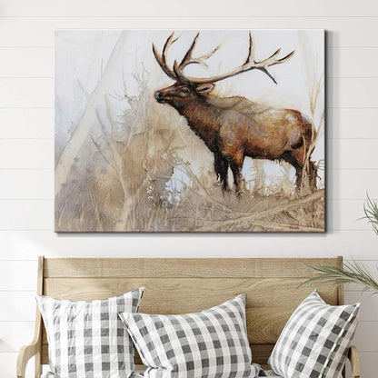 Renditions Gallery Canvas Animal Wall Art Home Paintings & Prints Brown Big Horn Elk Modern Abstract Canvas Wall Hanging Wildlife Decorations for Bedroom Office Kitchen - 24"x36" LT33