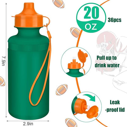 Zubebe 36 Pcs Sports Water Bottles Bulk 20 oz Squeeze Reusable Plastic Water Bottle with Nylon Strap Blank DIY Water Bottles for Kids Adults School Thanks Gift Outdoor Sport Fitness