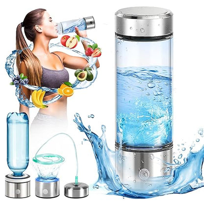 2024 New Hydrogen Water Bottle, 3 in 1 Hydrohealth Hydrogen Water Generator with SPE Pem Technology 3 Minutes Up to 2500 PPB Water Ionizer for Home, Office, Daily Drinking (Silver)