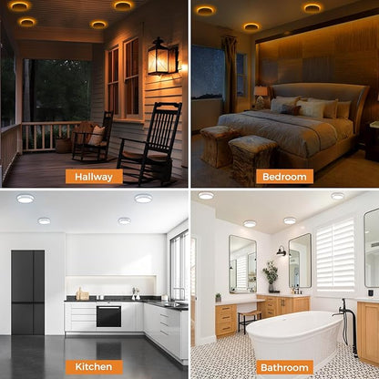 1PACK Flush Mount Ceiling Light Fixtures with Night Light - 3000K-4000K-6500K Flat led Lights for Room Ceiling,Ultra Thin Round White Ceiling Lights for Living Room,Bedroom,Kitchen,Bathroom,Hallway