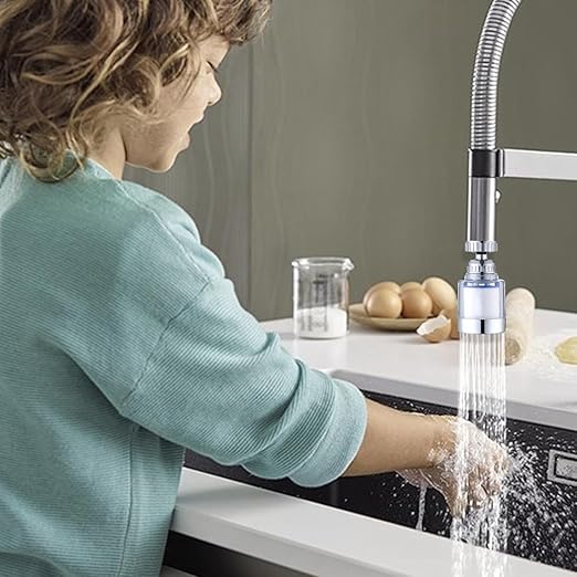 Sink Filter Water Faucet, Transparent 360 Degree Rotating Water Filter Removes Chlorine, Fluorine, Heavy Metals and Hard Water, Multipurpose Water Purifier for Home, Kitchen Water Filtration(ZS237)