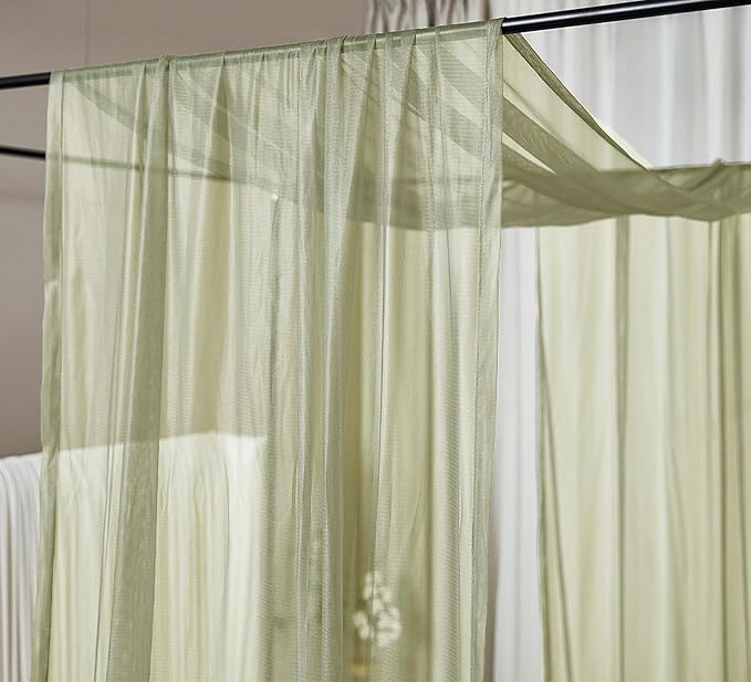 Akiky Bed Canopy Curtains Sage Green Sheer Canopies Bed Drapes Sheer Scarf Valance 1 Canopy Panel King Size Bed Scarf Valance Home décor