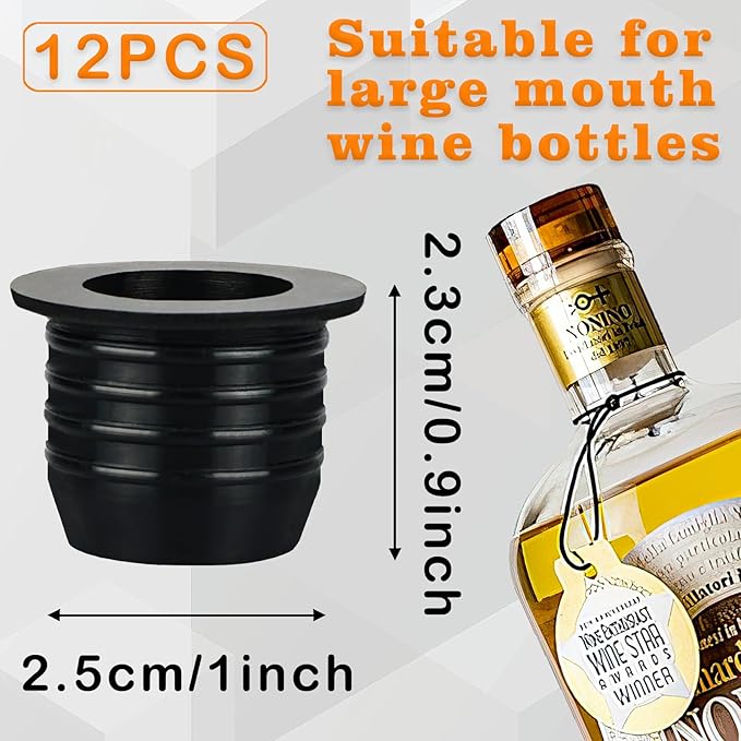 12 Pack Liquor Pour Spout Adapters, Pour Spouts for Large Neck Liquor Bottles, Liquor Bottle Pourers for Alcohol Olive Oil up to 1 inch/25 mm Neck