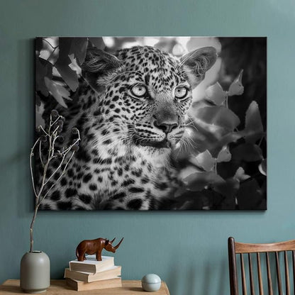 Renditions Gallery Canvas Animal Wall Art Home Paintings & Prints Vintage African Leopard Modern Black & White Safari Wall Hanging Artwork Decor for Bedroom Office Kitchen - 24"x36" LT33