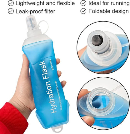 150ml Soft Flask, TPU Collapsible Soft Water Bottle for Hydration Pack, Running Vest, Folding Water Bottle for Hiking Cycling Climbing-2Pcs, Blue