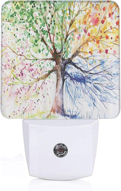 Vintage Tree Night Light for Kids Plug into Wall Led Nightlight with Dusk to Dawn Sensor Compact Lamp Bedroom Bathroom Nursery Hallway Stairs Kitchen Home Decor