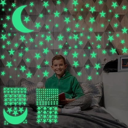 174PCS Ceiling Stars Glow in the Dark, Wall Decals Decor Ceiling Stars Glow in the Dark Self-Adhesive Luminous Star Sticker Wall Stickers for Kids Bedding Room or Party Birthday Gift(173 Stars/1 Moon)