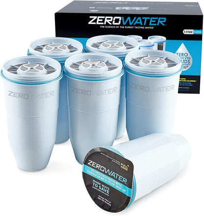 ZeroWater Official Replacement Filter (6-Pack) and 23-Cup 5-Stage Water Filter Dispenser