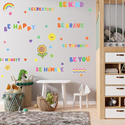 176pcs Colorful Inspirational Wall Decals, Motivational Sticker, Removable Wall Art Stickers for Kid Bedroom, School, Classroom, Playroom, Kindergarten