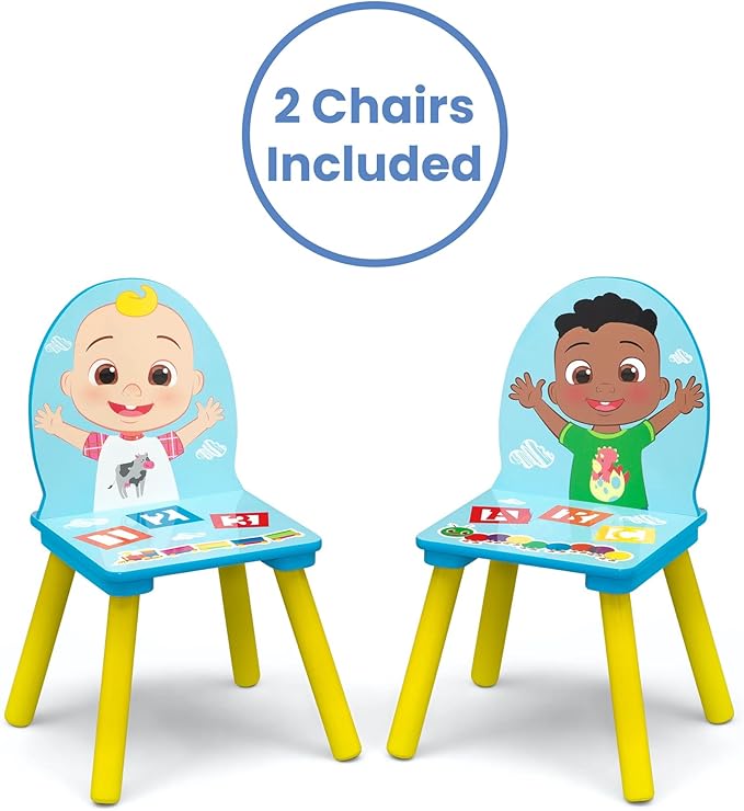 Delta Children Kids Table and Chair Set with Storage (2 Chairs Included) - Greenguard Gold Certified - Ideal for Arts & Crafts, Snack Time, Homeschooling, Homework & More, CoComelon