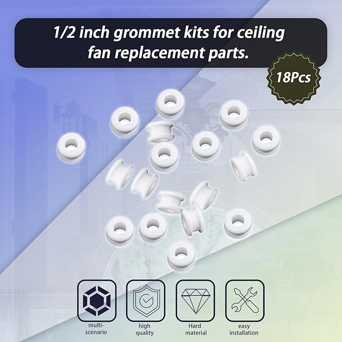 18PCS New Rubber Grommets In White Compatible With Hunter Vintage Discontinued Ceiling fans/Ceiling Fan Replacement Parts (18)