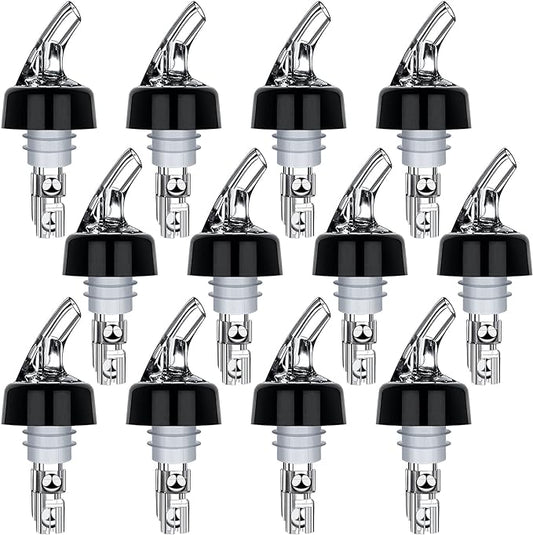 Automatic Measured Bottle Pourers Pack of 12 Liquor Bottle Pourers 1 oz (30 mL) Quick Shot Spirit Measure Wine Pourer Spouts Drinks Wine Cocktail Whiskey Dispenser Bartender Home Bar Tools (12pcs)