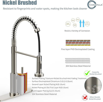 Touchless Kitchen Faucet with Soap Dispenser, Motion Sensor Smart Hands-Free Activated Springs Single Handle Faucet for Kitchen Sink, Kitchen Faucets with Pull Down Sprayer, Brushed Nickel