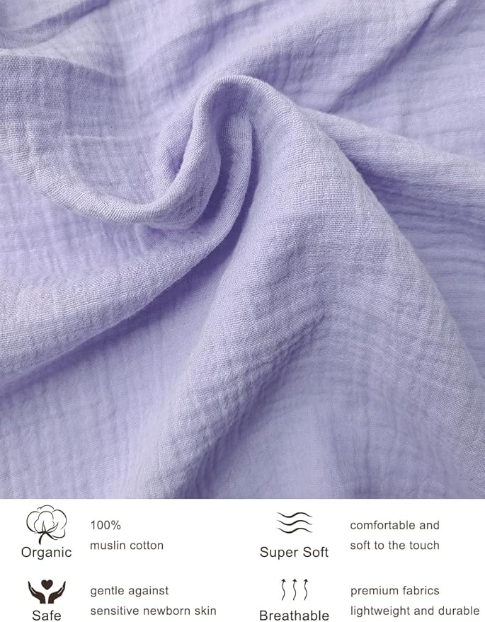 100% Cotton Pack and Play Mattress Sheets 39"x27", Purple Portable Mini Crib Sheets or Playpen Mattresses Cover for Baby Boys and Girls (46P-02)