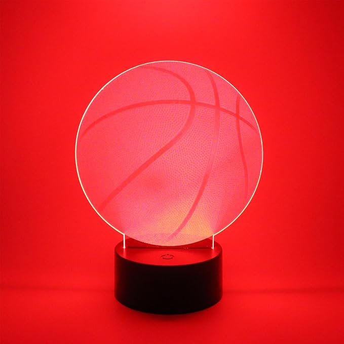 3D Optical Illusion Night Light Bedroom Home Office Decoration 7 Colors Changing Touch Control Birthday Christmas Gifts (Basketball Shape)