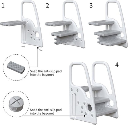 Toddler Step Stool for Kids，Toddler Step Ladder for Step Stool for Bathroom, Kitchen and Toilet Potty Training Learning Helper with Handles (Three Floors)