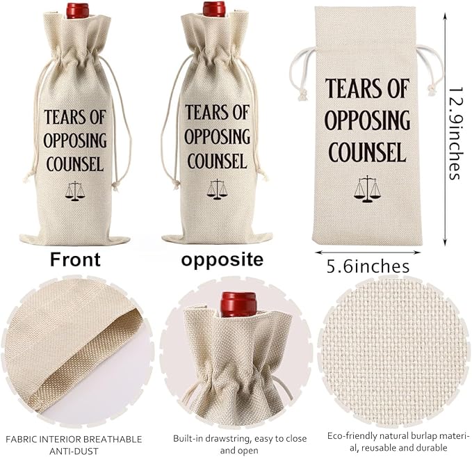 YUANHAO Lawyer Wine Bag Lawyer Gifts for Women Men Lawyer Graduation Gifts Law College Gifts Lawyer Appreciation Gifts Thank You Gifts Tears of Opposing Counsel Wine Bag