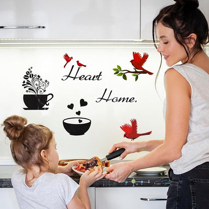 Sibba Kitchen Wall Stickers Murals Decor Dining Art Sets Living Room Accessories for Home Decorations Pictures Sticker Decals Tableware Theme Set Cabinet Office Peel Stick Artwork